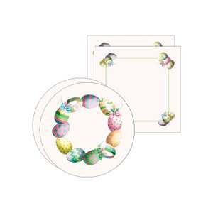 Kit Sousplat + Guardanapo Páscoa Ovos - 2 Peças - com Base