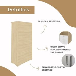 Kit 4 Peças Mesa Diretor em L Tamburato, Gaveteiro, Balcão Organizador e Armário Multiuso com Nicho - 16
