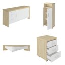 Ver imagem 2 de Kit 4 Peças Mesa Diretor em L Tamburato, Gaveteiro, Balcão Organizador e Armário Multiuso com Nicho