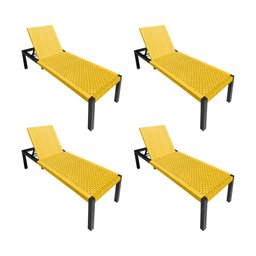 Kit 4 Espreguiçadeiras Cancun Alumínio Junco Sintético Trançado Amarelo Unicolor - 1