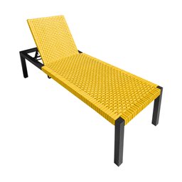 Kit 4 Espreguiçadeiras Cancun Alumínio Junco Sintético Trançado Amarelo Unicolor - 2