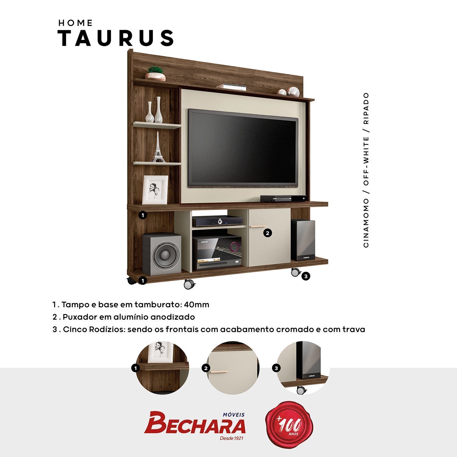 Estante Home para Tv até 47 Polegadas 1 Porta Basculante Taurus - 5