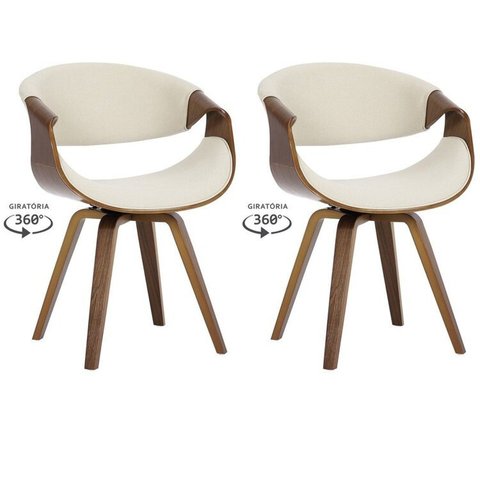Kit com 2 Cadeiras Nicole Giratória para Sala de Jantar