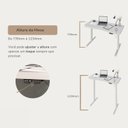 Ver imagem 6 de Escrivaninha Mesa Escritório com Regulagem de Altura Entrada USB Ergonômica em Tamburato 135cm Industrial Branco Artany