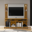 Ver imagem 6 de Estante Home para TV até 60 Polegadas 183CMX180CM com LED e Prateleiras de Vidro York Marrom