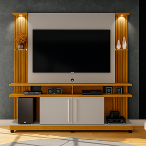 Estante Home para TV até 60 Polegadas com Led e Prateleiras de Vidro York