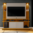 Ver imagem 1 de Estante Home para TV até 60 Polegadas 183CMX180CM com LED e Prateleiras de Vidro York Marrom