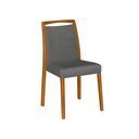 Ver imagem 2 de Mesa Jantar Luxo Jade 160x90cm Preto com 4 Cadeiras Estofadas Linho Chumbo Base Madeira Maciça Mel
