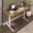 Ver imagem 1 de Escrivaninha Mesa Escritório com Regulagem de Altura Entrada USB Ergonômica em Tamburato 135cm Industrial Olmo Bege Artany