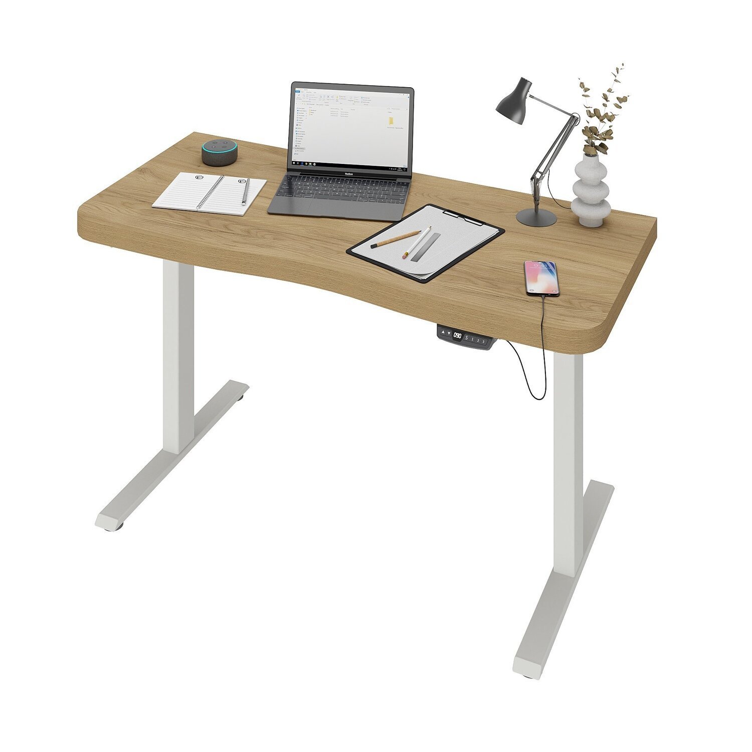 Mesa para Escritório com Regulagem de Altura Entrada Usb Ergonômica em Tamburato - 7