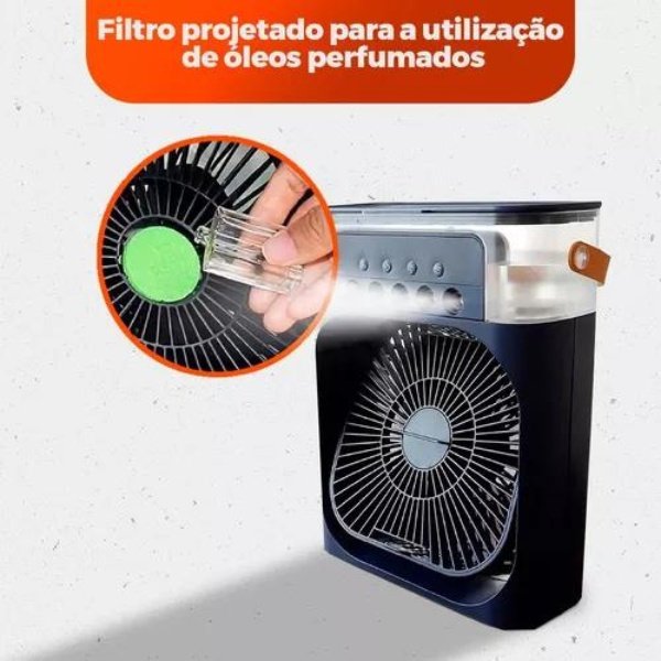 Mini Ventilador a Vapor Portátil Reservatório de Água Usb com Led - Mini Ar Condicionado Umidificado - 4