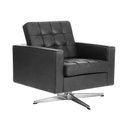 Ver imagem 3 de Poltrona Fk Couro Legítimo Linha Premium Design Modernista Sala Escritório Alto Padrão Luxo - Preto