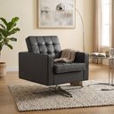 Ver imagem 1 de Poltrona Fk Couro Legítimo Linha Premium Design Modernista Sala Escritório Alto Padrão Luxo - Preto