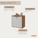Ver mais imagens de Armário Multiuso para Escritório Baixo com Chave 2 Portas Y37 Marrom/Freijó/Branco Artany