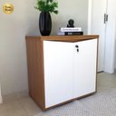 Ver imagem 6 de Armário Multiuso para Escritório Baixo com Chave 2 Portas Y37 Marrom/Freijó/Branco Artany