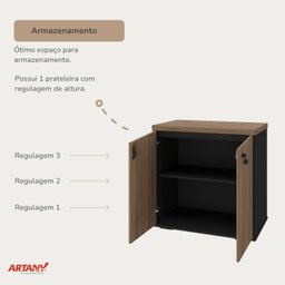 Armário Multiuso para Escritório Baixo com Chave 2 Portas Y37 - 6