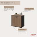 Ver imagem 7 de Armário Multiuso para Escritório Baixo com Chave 2 Portas Y37 Marrom/Nogal/Preto Artany