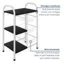 Ver mais imagens de Fruteira de Cozinha em Aço com 3 Cestos Removíveis Giovana 99cm Branco/Preto