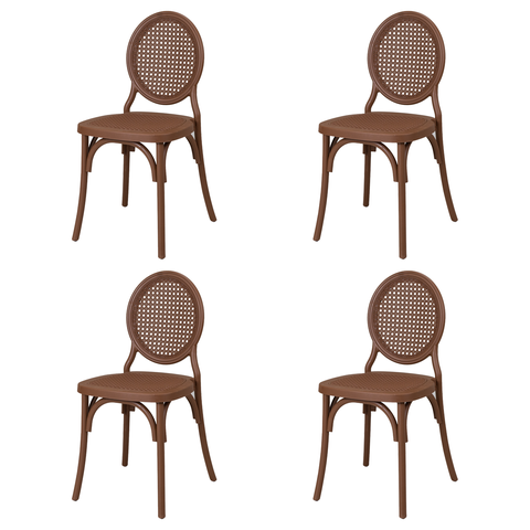 Kit 4 Cadeiras Medalhão Rattan Colors Polipropileno Sala Jantar Cozinha