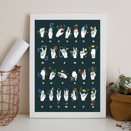 Quadro Alfabeto Manual - Libras 24x18cm:madeira Preta - 1