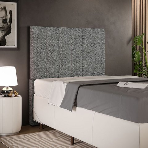 Cabeceira Cama Box Painel Solteiro 100 Cm Dália W01 Linho Mescla Chumbo - Lyam Decor