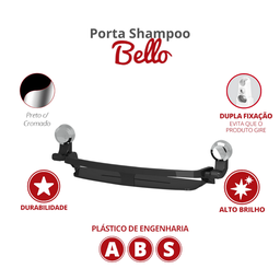 Porta Shampoo para Banheiro Linha Bello Cor Preto e Cromado Durín - 2