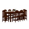 Mesa com 8 Cadeiras Madeira Maciça Robusta Castanho Nemargi - 2