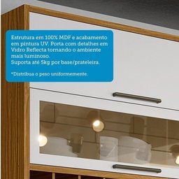 Cozinha Compacta 2 Peças com 4 Portas e Vidro Reflecta 120cm 100% Mdf Vicenza Espresso Móveis - 6