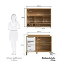 Ver imagem 5 de Cozinha Compacta Modulada 100% MDF 2 Peças 4 Portas 3 Gavetas e Vidro 120cm Vicenza Espresso Móveis Branco/Amêndoa