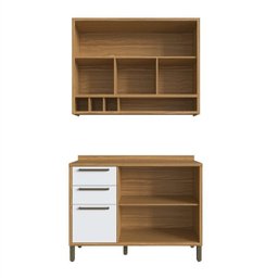 Cozinha Compacta 2 Peças com 4 Portas e Vidro Reflecta 120cm 100% Mdf Vicenza Espresso Móveis - 4