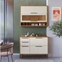 Ver imagem 2 de Cozinha Compacta 100% Mdf 2 Peças 4 Portas 3 Gavetas e Vidro 120cm Vicenza Espresso Móveis