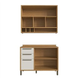 Cozinha Compacta 2 Peças com 4 Portas e Vidro Reflecta 120cm 100% Mdf Vicenza Espresso Móveis - 4