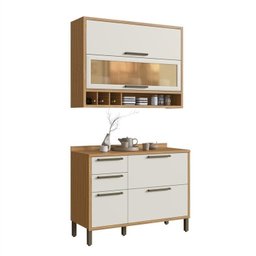 Cozinha Compacta 2 Peças com 4 Portas e Vidro Reflecta 120cm 100% Mdf Vicenza Espresso Móveis - 3