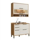 Ver imagem 3 de Cozinha Compacta Modulada 100% MDF 2 Peças 4 Portas 3 Gavetas e Vidro 120cm Vicenza Espresso Móveis Bege/Amêndoa/Off White