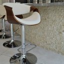 Ver imagem 3 de Kit 2 Banquetas para Cozinha Giratórias Base Disco com Apoio Nicole Bege/Creme