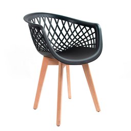 Kit 3 Cadeiras Para Mesa De Jantar Cozinha Sala Web Wood Madeira Preta - 3