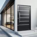 Ver imagem 2 de Porta Pivotante Alumínio Lambril Premium c/Pux.Dir. Elite Preto 240x150 Brimak