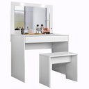 Ver imagem 1 de Penteadeira Camarim Com Espelho 2 Portas 3 Gavetas e Banqueta Atraente D02 Branco - Mpozenato