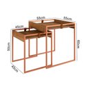 Ver imagem 2 de Conjunto Mesa Lateral Columbia 55cm x 45cm x 60cm Marrom
