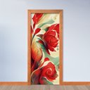 Ver imagem 2 de Adesivo de Porta - Flores Vermelhas