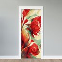 Ver imagem 1 de Adesivo de Porta - Flores Vermelhas