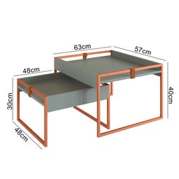 Conjunto Mesa Centro Columbia 63cm X 57cm X 40cm - 3