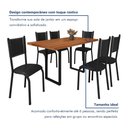 Ver imagem 7 de Conjunto Sala de Jantar Mesa Retangular com 6 Cadeiras Estofadas Mariana Prata Martelado/Preto