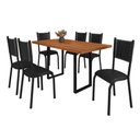 Ver imagem 2 de Conjunto Sala de Jantar Mesa Retangular com 6 Cadeiras Estofadas Mariana Prata Martelado/Preto