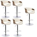 Ver imagem 1 de Kit 5 Banquetas para Cozinha Giratórias Base Disco com Apoio Nicole Bege/Creme