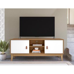 Rack para Tv Safira Plus 1,35m Cedro/branco - Casa D - 4