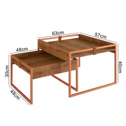 Conjunto Mesa Centro Columbia 63cm X 57cm X 40cm - 2