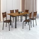 Ver imagem 1 de Conjunto Sala de Jantar 6 Lugares Mesa Tampo Madeira Maciça Retangular Ripado Mariana