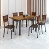Conjunto Sala de Jantar 6 Lugares Mesa Tampo Madeira Maciça Retangular Ripado Mariana - 1