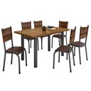 Ver imagem 2 de Conjunto Sala de Jantar 6 Lugares Mesa Tampo Madeira Maciça Retangular Ripado Mariana